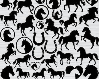 Horse Svg Bundle, Horse Png Bundle, Horse Clipart, Horse Svg Cut Files For Cricut, Horse Silhouette, Running Horse Svg, Horseshoe Svg,Png