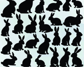 Rabbit SVG Bundle, Rabbit PNG Bundle, Easter Bunny Svg, Easter Bunny Shape Svg, Rabbit Clipart, Rabbit Svg Cut Files For Cricut, Rabbit Png
