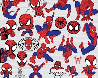Spiderman SVG PNG Clipart Bundle, Cricut Cut Files (Digital Download)