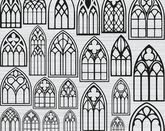 Gothic Window Svg Bundle, Gothic Window Png Bundle, Gothic Window Clipart, Gothic Window Silhouette, Gothic Window Svg Cut Files For Cricut