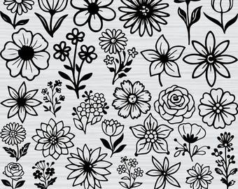 Wildflower Svg Bundle, Floral Svg Bundle, Flower Svg Bundle, Flowers Svg, Rose Svg, Wildflowers Clipart, Flowers Svg Cut Files For Cricut