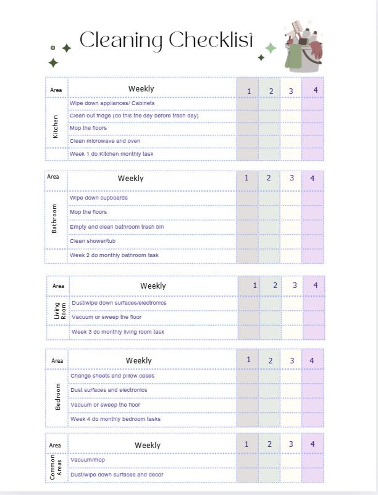 Daily, Monthly Cleaning Checklist Printable L Busy Mom Cleaning ...