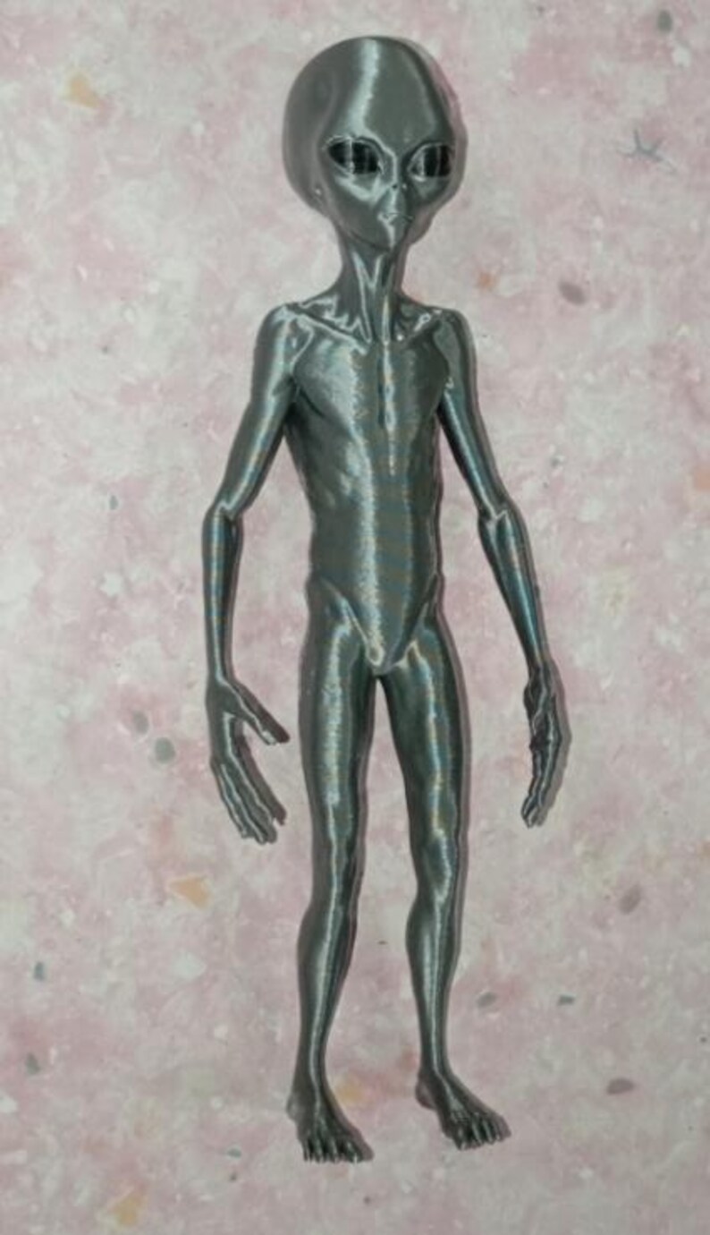 Grey Alien Figurine 3D Printed Painted Assembled Figure 21 Cm UFO SCI ...