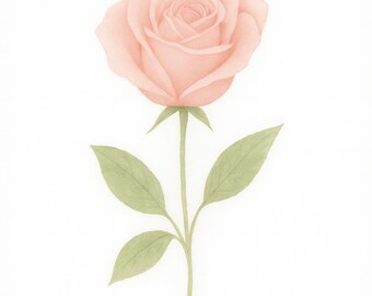 Rose Wall Art – Neutral Pink Floral Print, Minimal Botanical Artwork
