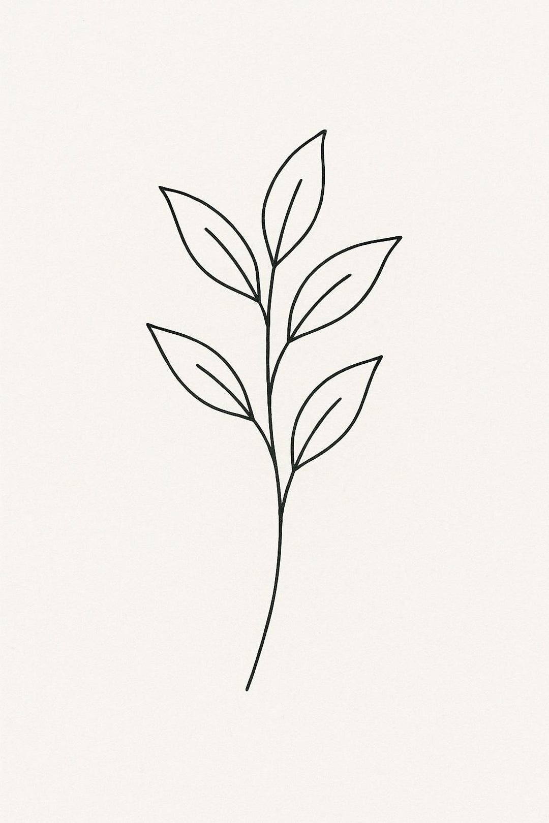 Simple Rustic Leaf Line Minimalist Leaf Line Art Print – Simple Botanical Wall Art, Modern ...