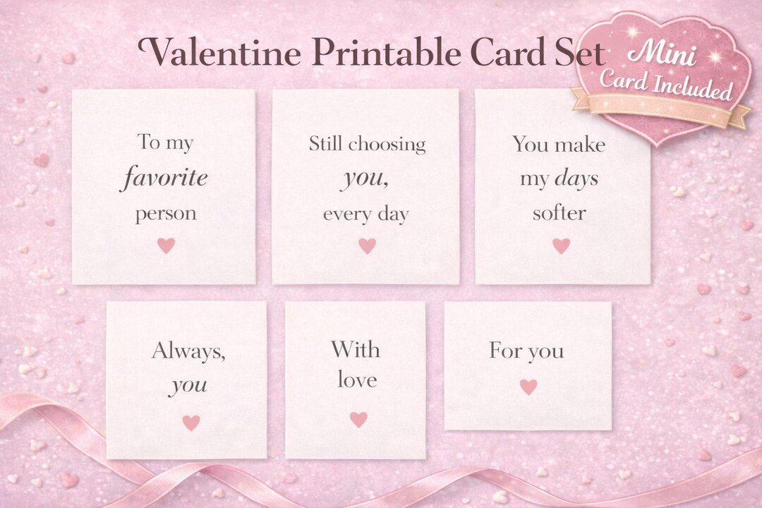 Minimal Valentine Printable Message Cards Set | Romantic Quote Cards ...