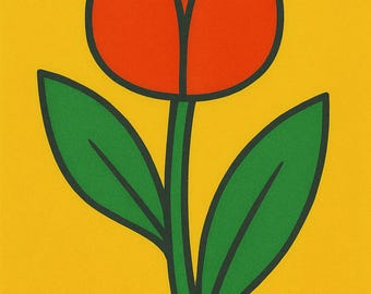 Art mural tulipe rétro à imprimer | PDF style Mid-Century