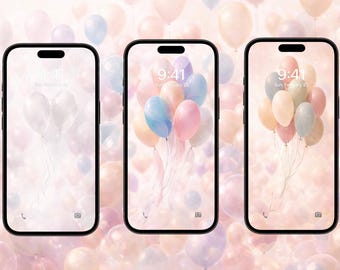 Birthday Balloon Phone Wallpaper | Pastel iPhone Lock Screen Background
