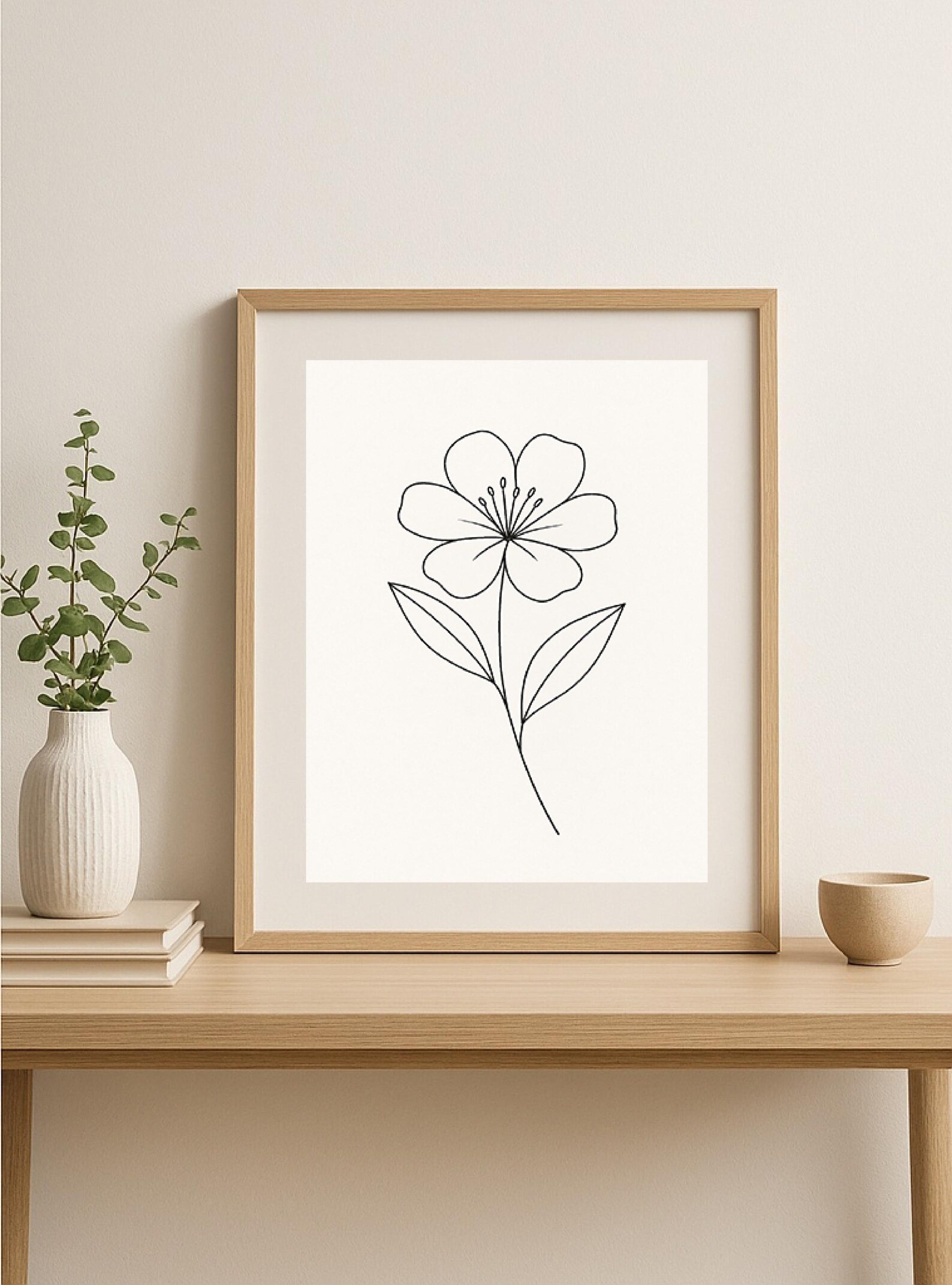 Minimalist Flower Line Art Print – Simple Botanical Illustration for ...