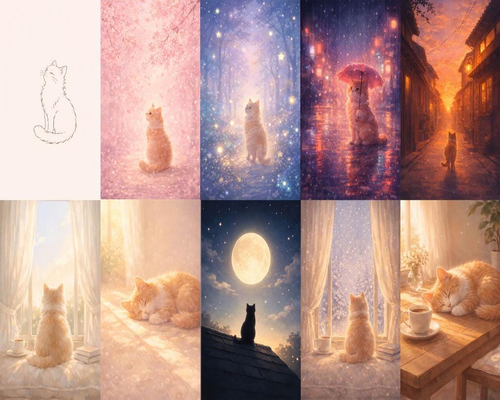 Dreamy Cat Phone Wallpaper Set | Cozy iPhone Lock Screen - Etsy