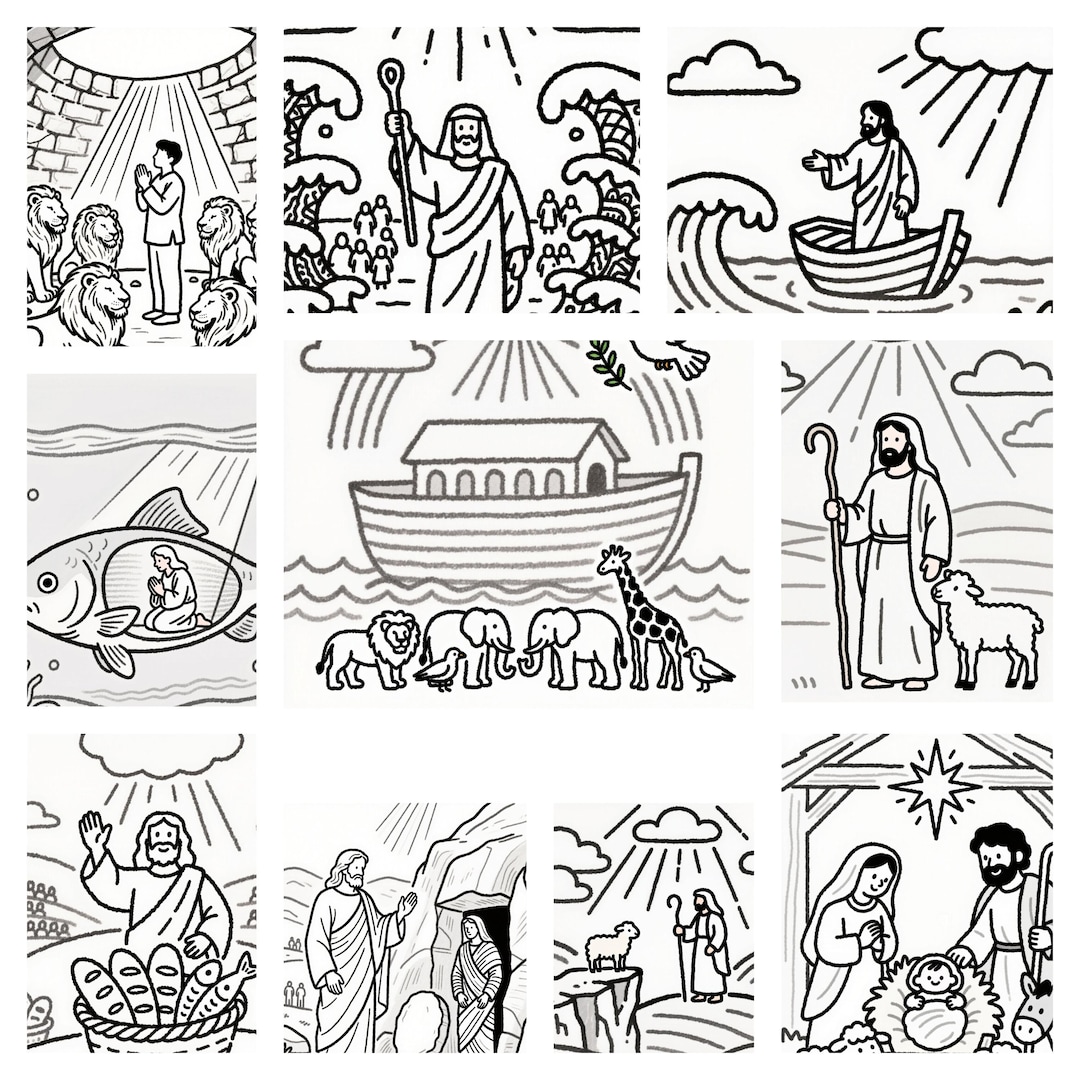 Bible Coloring Pages for Kids | Christian Printable Activity Set - Etsy