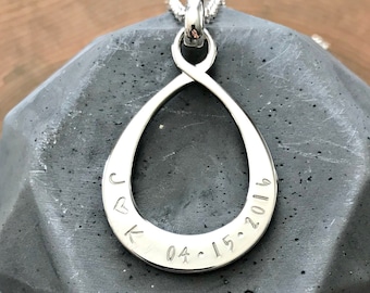 Personalized Infinity Necklace, Custom Family Necklace, Silver Names Necklace, Hand Stamped Jewelry, Mother's Gift - Infinity Necklace