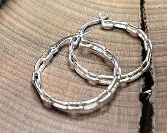 Sterling Silver Chain Hoop Earrings