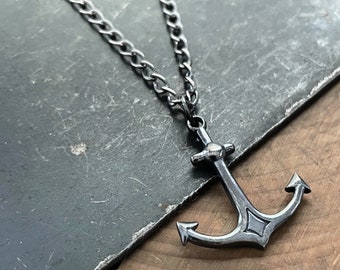 Sterling Silver Anchor On Large Curb Chain - James Necklace