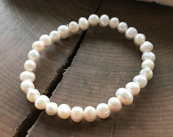 淡水パールブレスレット、クラシックパールブレスレット - Etsy 日本