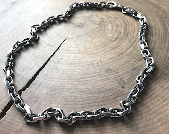 Men's Thick Chain Necklace, Heavy Sterling Silver Chain, Custom Men's Jewelry, Oxidized Rugged Men's Chain - Joel Chain Necklace