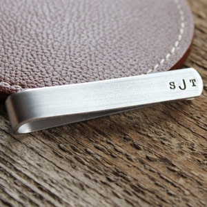 Personalized Mens Tie Bar Or Skinny Tie Bar Hand Stamped Monogram Tie Bar Gift Wedding Party, Groom, Father image 1