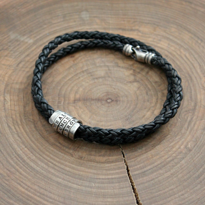 Men's Personalized Bracelet Leather And Sterling Silver Etsy.de