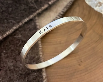 Personalized Silver Bangle Bracelet - Kate Bangle