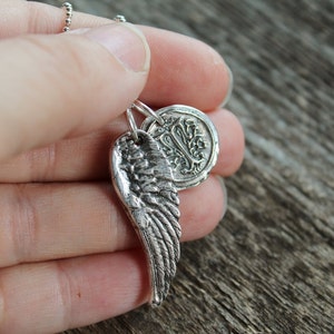Angel Wing Unisex Necklace In Fine Silver, Statement Necklace, Long Chain, Memorial Necklace Angel Necklace image 5