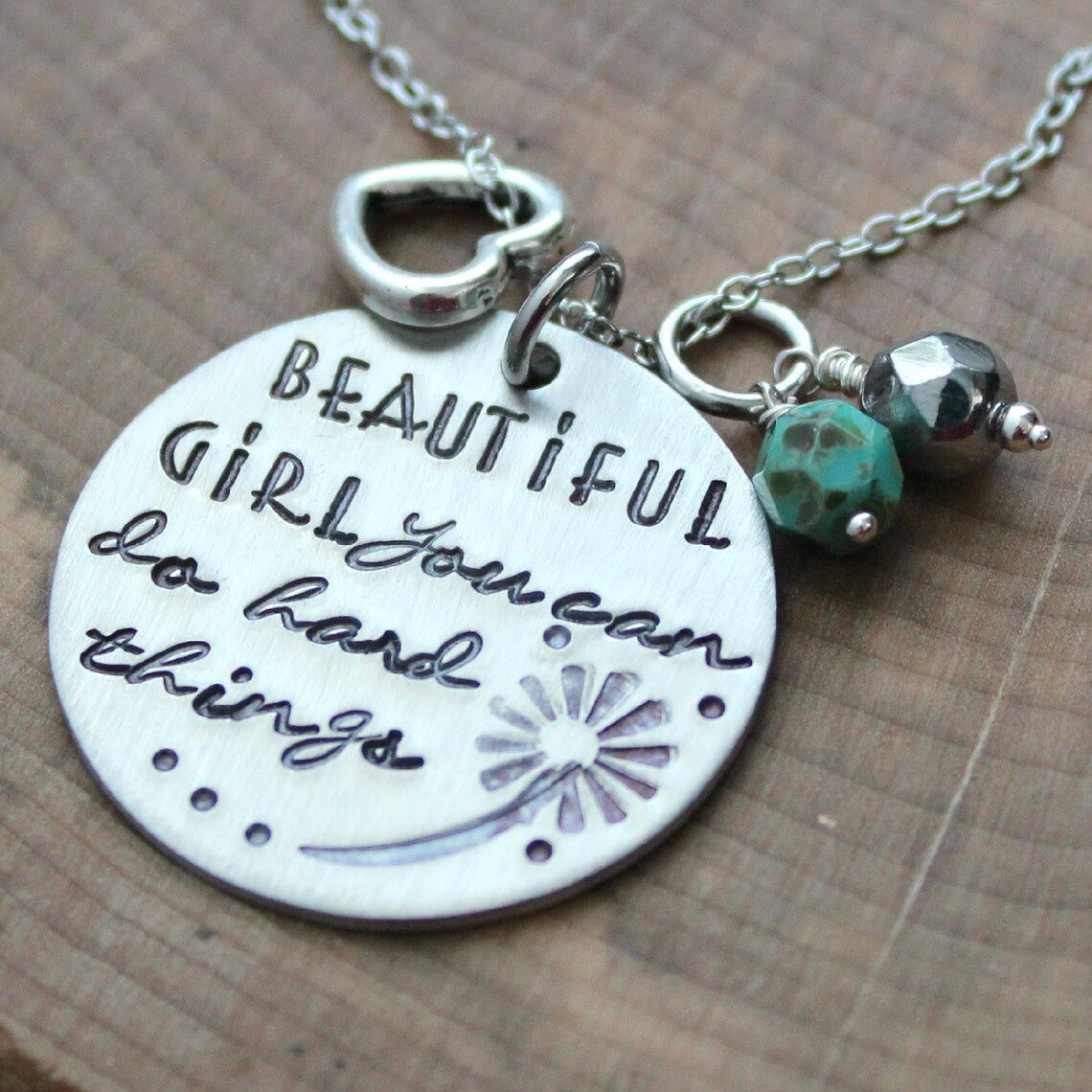 Inspiration Quote Necklace Beautiful Girl Necklace Hand Etsy