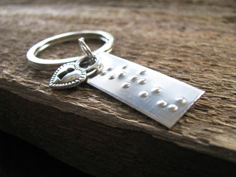 Braille Keychain Secret Message Keychain Personalized Gift Etsy