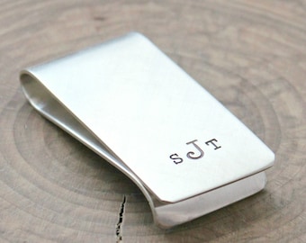 Sterling Silver Personalized Money Clip, Custom Message Money Clip, Monogram Money Clip, Groom Gift, Father's Day Gift - The Nick Money Clip