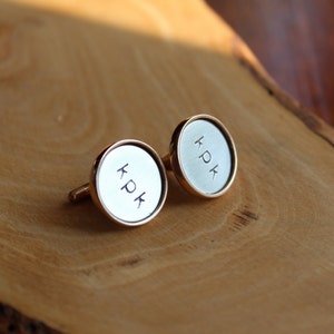 Custom Initial or Monogram Cuff links Golden Bronze & Sterling Silver image 4