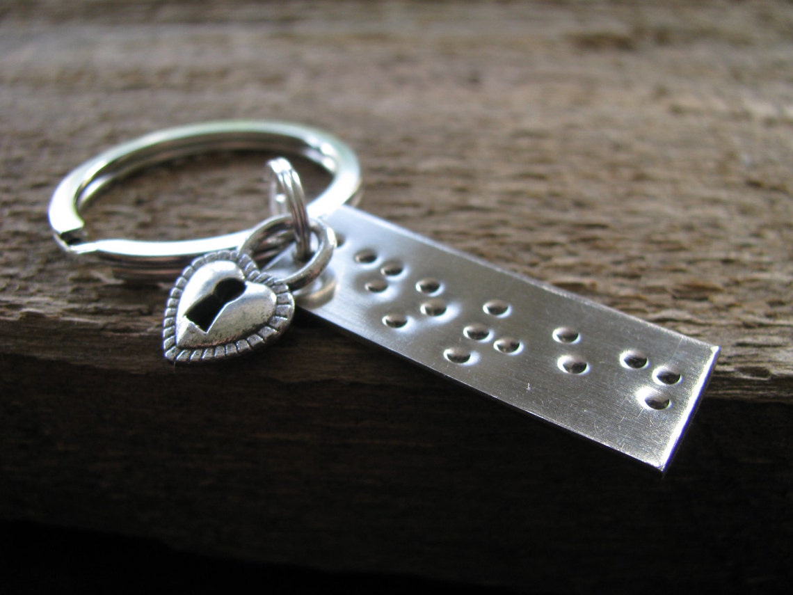 Braille Keychain Secret Message Keychain Personalized Gift Etsy