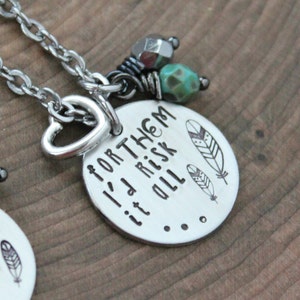 Mother Daughter Necklace Set, Ready To Ship, Quote Jewelry, Mother Daughter Jewelry, I Will Not Fall, I'd Risk It All, Mother Daughter Gifts image 2