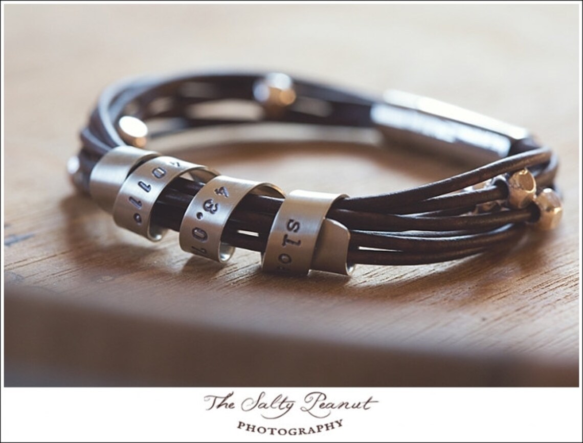 Personalized Leather Bracelet Silver and Leather Bracelet Etsy