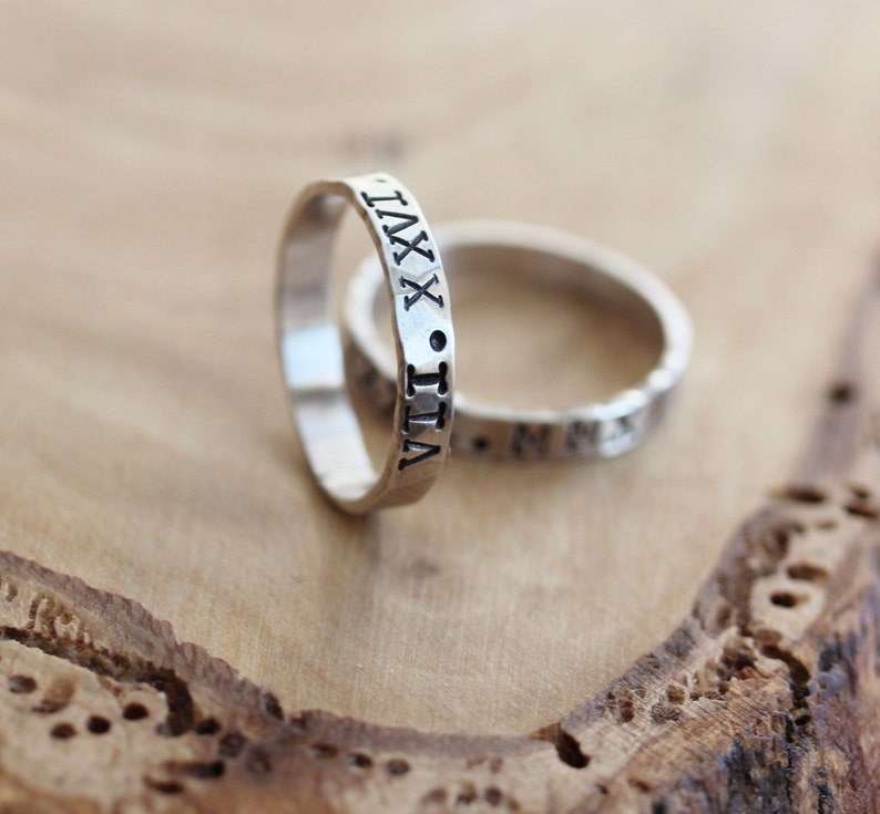 Men's Personalized Skinny Ring Hand Stamped Sterling - Etsy