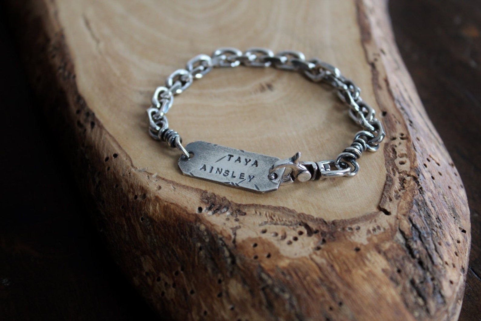 Men's Personalized Silver Bracelet Men's Custom Etsy