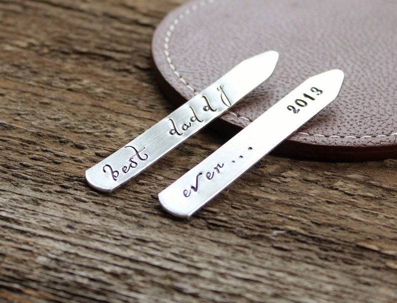 Personalized Men's Collar Stays Hand Stamped Message Etsy