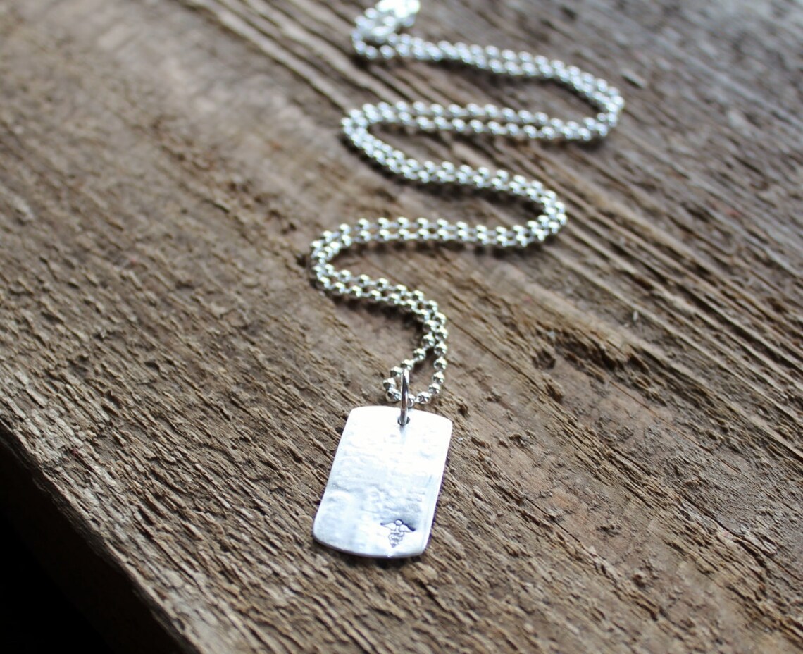 Personalized Medical Alert Necklace Fine Silver for Men and Etsy