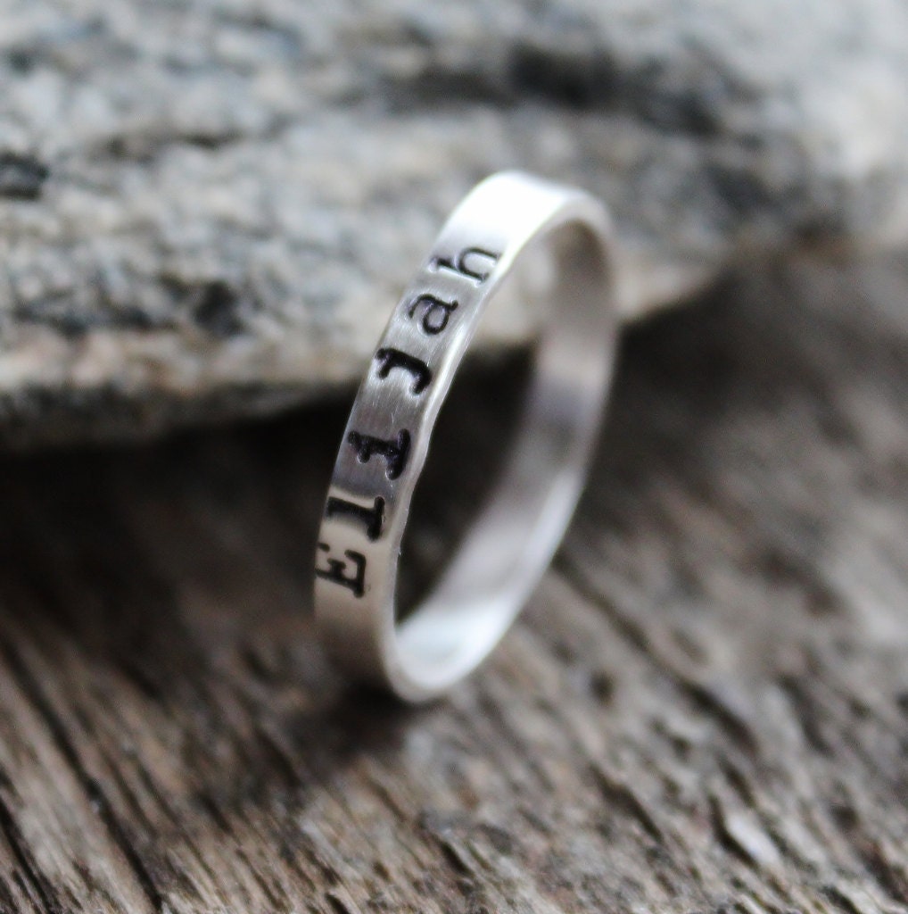 Personalized Smooth Silver Ring Stacking Ring Sterling | Etsy