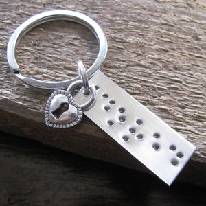 Braille Keychain, Secret Message Keychain, Personalized Gift, Braille Message, Inspirational Keychain, Custom Gift, For Her, For Him