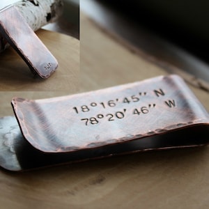 Pince à billets personnalisée, pince à billets en cuivre personnalisée, message sur le devant et au dos, pince à billets monogrammée, cadeau personnalisé pour homme, pince à billets pour homme