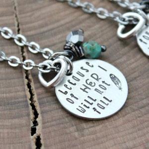 Mother Daughter Necklace Set, Ready To Ship, Quote Jewelry, Mother Daughter Jewelry, I Will Not Fall, I'd Risk It All, Mother Daughter Gifts image 3