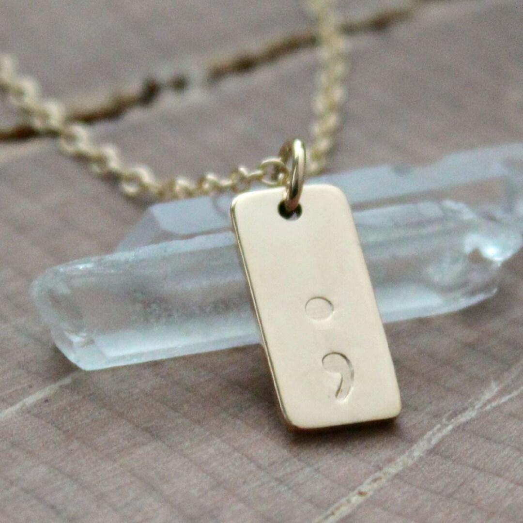 Gold Semicolon Necklace Layering Necklace on Petite Etsy