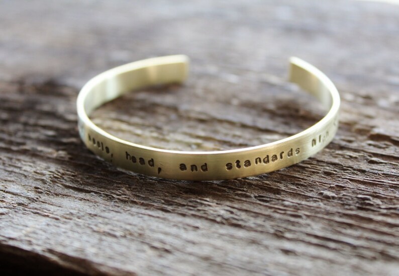 Personalized Skinny Cuff Hand Stamped, Personalized Message Cuff, Custom Message Bracelet, Quote Cuff, Names, Coordinates Bracelet image 3