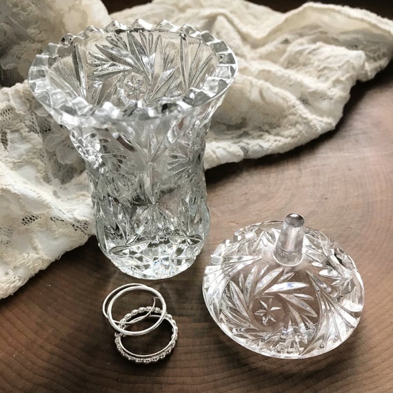 Vintage Crystal Trinket Dish, Jewelry Holder, - image 2
