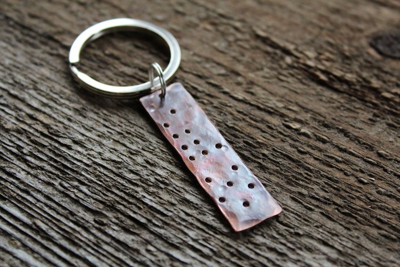 Personalized Braille Secret Message Keychain, Rustic Copper, Unisex Gift image 5