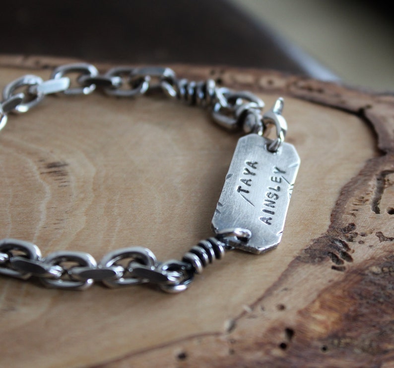 Men's Personalized Silver Bracelet Men's Custom Etsy