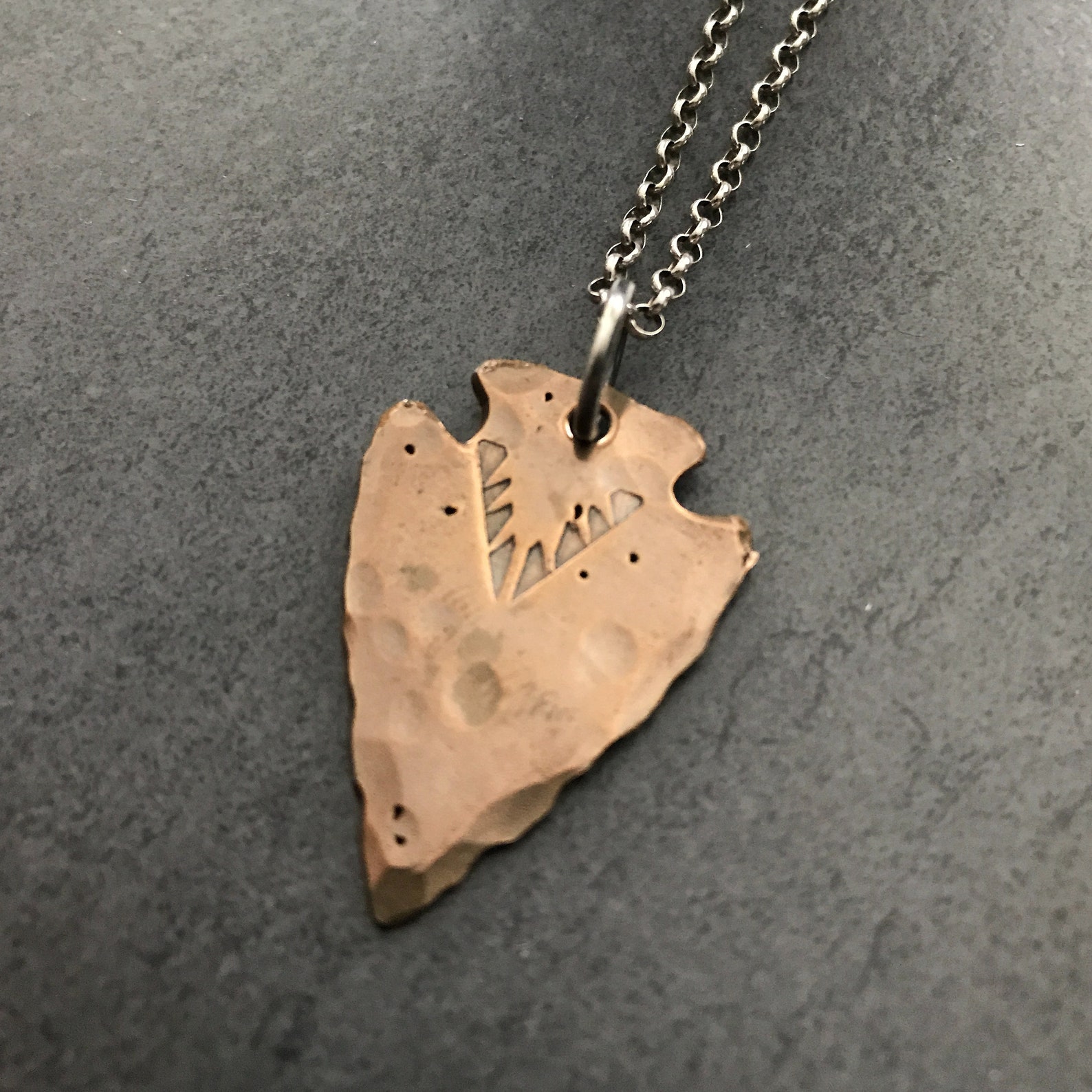 Men's Arrowhead Necklace Bronze and Sterling Silver Etsy