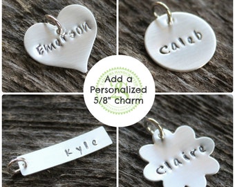 Personalized Hand Stamped Medium Name charm Add On - Build Your Own Design