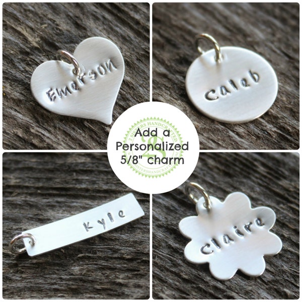 Personalized Hand Stamped Medium Name charm Add On - Build Your Own Design