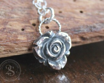 Delicate Rose Fine Silver Necklace, Gift For Mom, Petite Rose Necklace - Rose Necklace