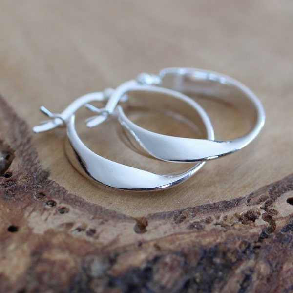 Sterling Silver Twisted Hoop Earrings - Twist Earrings