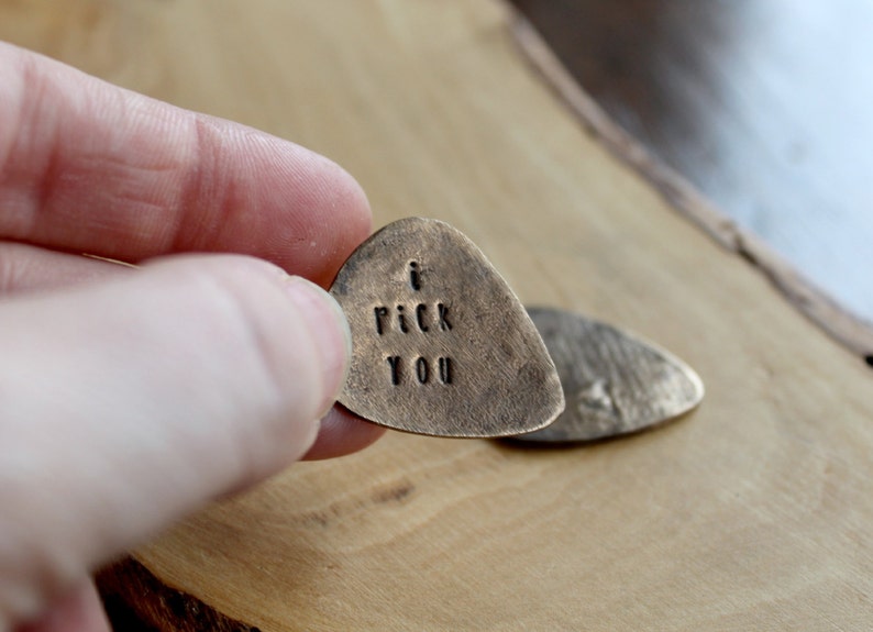 Personalized Bronze Guitar Pick, Custom Message Pick, Handcrafted, Men's Gift, Husband, Boyfriend Gift, Free Shipping image 2